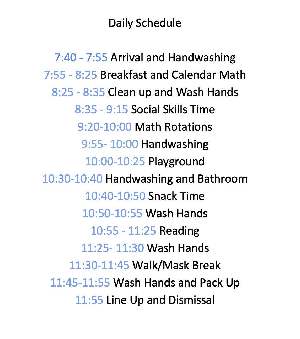 Daily Schedule